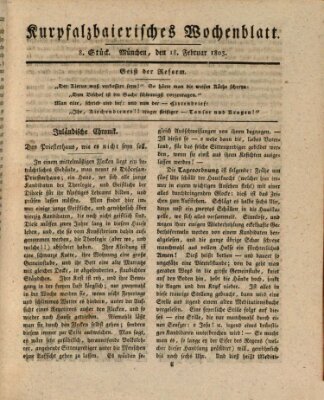 Kurpfalzbaierisches Wochenblatt Freitag 18. Februar 1803