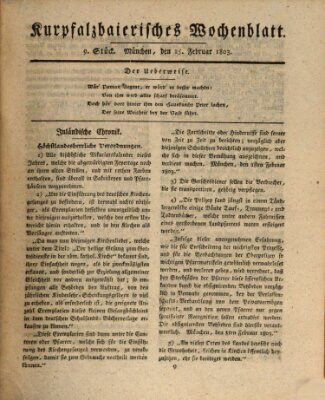 Kurpfalzbaierisches Wochenblatt Freitag 25. Februar 1803