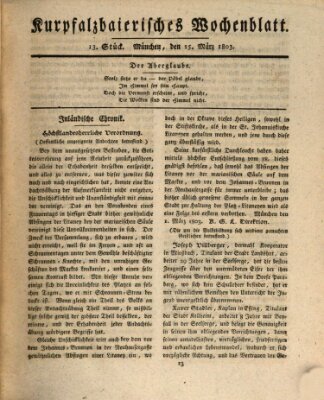 Kurpfalzbaierisches Wochenblatt Freitag 25. März 1803