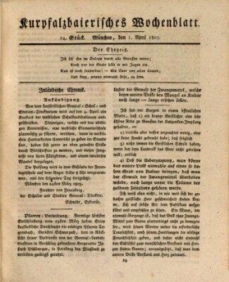 Kurpfalzbaierisches Wochenblatt Freitag 1. April 1803