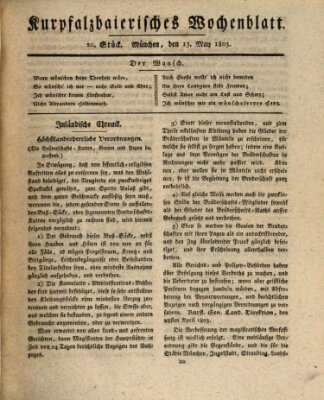 Kurpfalzbaierisches Wochenblatt Freitag 13. Mai 1803