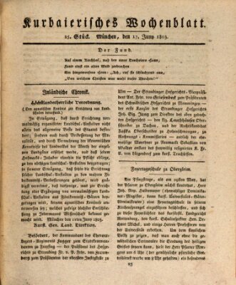 Kurpfalzbaierisches Wochenblatt Freitag 17. Juni 1803