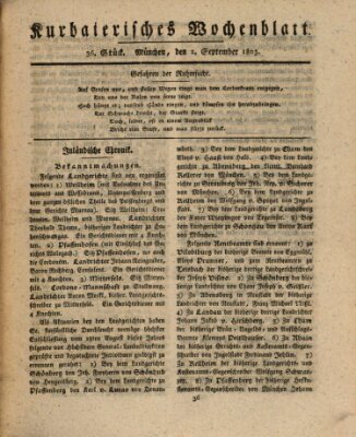 Kurpfalzbaierisches Wochenblatt Freitag 2. September 1803