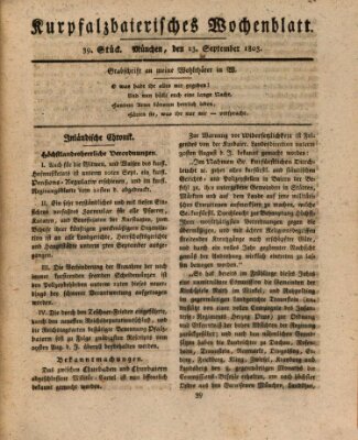 Kurpfalzbaierisches Wochenblatt Freitag 23. September 1803