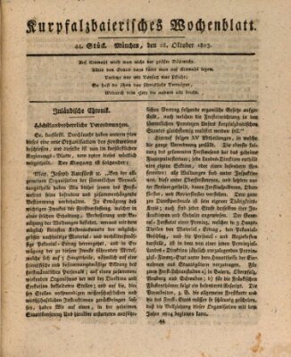 Kurpfalzbaierisches Wochenblatt Freitag 28. Oktober 1803