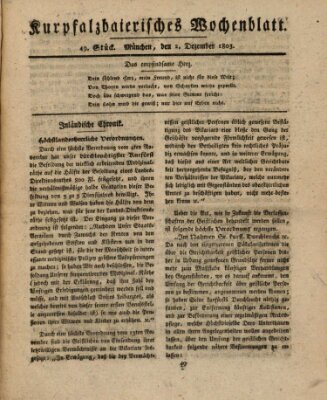 Kurpfalzbaierisches Wochenblatt Freitag 2. Dezember 1803