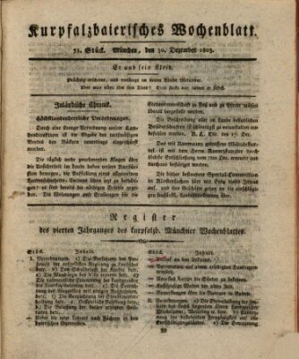 Kurpfalzbaierisches Wochenblatt Freitag 30. Dezember 1803