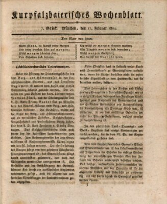 Kurpfalzbaierisches Wochenblatt Freitag 17. Februar 1804