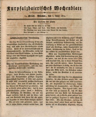 Kurpfalzbaierisches Wochenblatt Freitag 6. April 1804