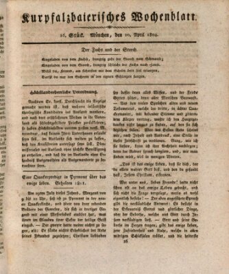 Kurpfalzbaierisches Wochenblatt Freitag 20. April 1804