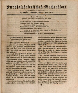 Kurpfalzbaierisches Wochenblatt Freitag 8. Juni 1804