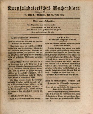 Kurpfalzbaierisches Wochenblatt Freitag 13. Juli 1804