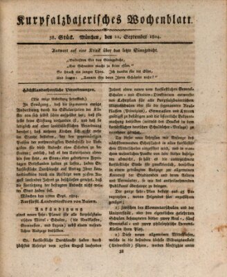 Kurpfalzbaierisches Wochenblatt Freitag 21. September 1804