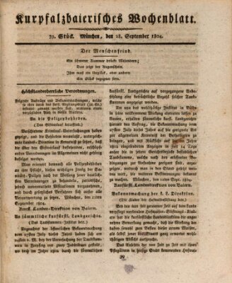 Kurpfalzbaierisches Wochenblatt Freitag 28. September 1804