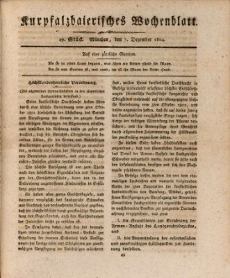 Kurpfalzbaierisches Wochenblatt Freitag 7. Dezember 1804