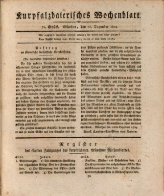 Kurpfalzbaierisches Wochenblatt Freitag 28. Dezember 1804