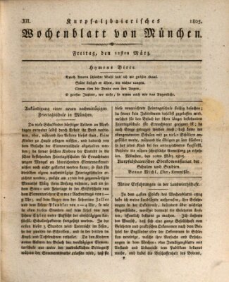 Kurpfalzbaierisches Wochenblatt von München (Kurpfalzbaierisches Wochenblatt) Freitag 22. März 1805