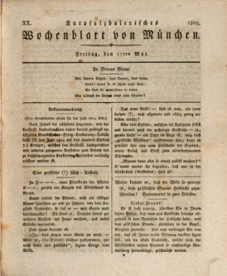 Kurpfalzbaierisches Wochenblatt von München (Kurpfalzbaierisches Wochenblatt) Freitag 17. Mai 1805