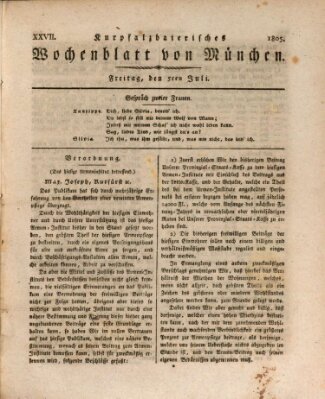 Kurpfalzbaierisches Wochenblatt von München (Kurpfalzbaierisches Wochenblatt) Freitag 5. Juli 1805