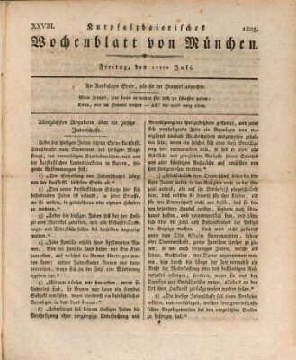 Kurpfalzbaierisches Wochenblatt von München (Kurpfalzbaierisches Wochenblatt) Freitag 12. Juli 1805