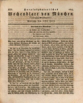 Kurpfalzbaierisches Wochenblatt von München (Kurpfalzbaierisches Wochenblatt) Freitag 26. Juli 1805