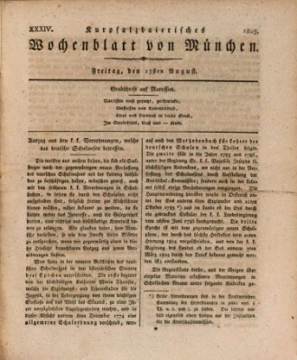 Kurpfalzbaierisches Wochenblatt von München (Kurpfalzbaierisches Wochenblatt) Freitag 23. August 1805