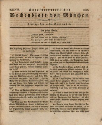 Kurpfalzbaierisches Wochenblatt von München (Kurpfalzbaierisches Wochenblatt) Freitag 20. September 1805