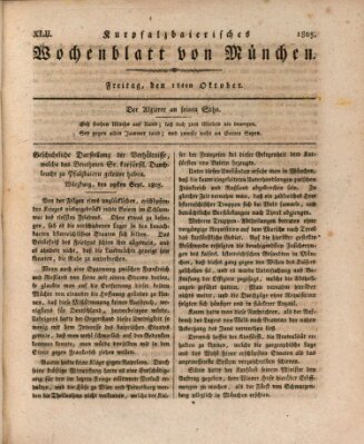 Kurpfalzbaierisches Wochenblatt von München (Kurpfalzbaierisches Wochenblatt) Freitag 18. Oktober 1805