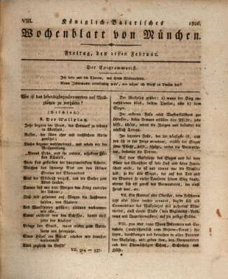 Königlich-baierisches Wochenblatt von München (Kurpfalzbaierisches Wochenblatt) Freitag 21. Februar 1806