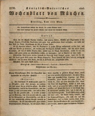 Königlich-baierisches Wochenblatt von München (Kurpfalzbaierisches Wochenblatt) Freitag 2. Mai 1806