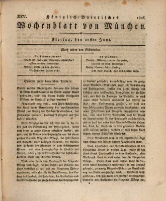 Königlich-baierisches Wochenblatt von München (Kurpfalzbaierisches Wochenblatt) Freitag 20. Juni 1806