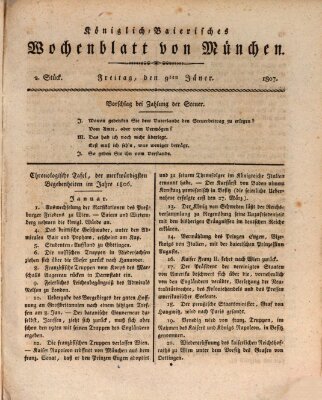 Königlich-baierisches Wochenblatt von München (Kurpfalzbaierisches Wochenblatt) Freitag 9. Januar 1807