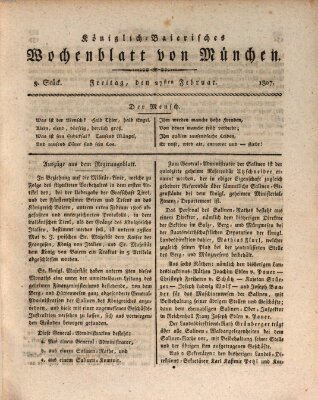 Königlich-baierisches Wochenblatt von München (Kurpfalzbaierisches Wochenblatt) Freitag 27. Februar 1807