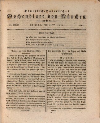 Königlich-baierisches Wochenblatt von München (Kurpfalzbaierisches Wochenblatt) Freitag 31. Juli 1807