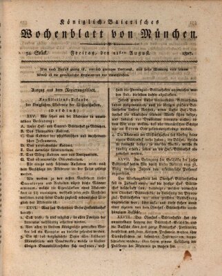 Königlich-baierisches Wochenblatt von München (Kurpfalzbaierisches Wochenblatt) Freitag 21. August 1807