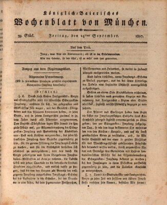 Königlich-baierisches Wochenblatt von München (Kurpfalzbaierisches Wochenblatt) Freitag 25. September 1807