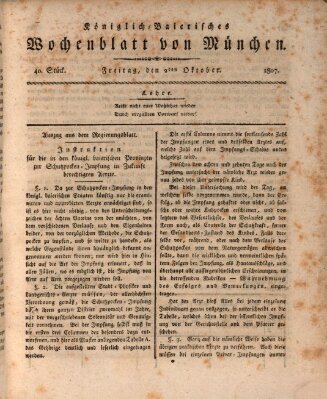 Königlich-baierisches Wochenblatt von München (Kurpfalzbaierisches Wochenblatt) Freitag 2. Oktober 1807