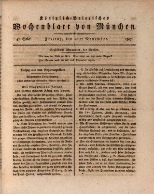 Königlich-baierisches Wochenblatt von München (Kurpfalzbaierisches Wochenblatt) Freitag 20. November 1807