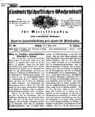 Landwirthschaftliches Wochenblatt für Mittelfranken Freitag 6. März 1868