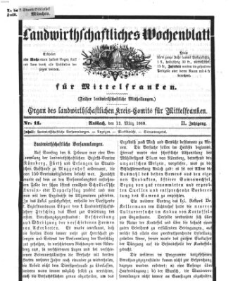 Landwirthschaftliches Wochenblatt für Mittelfranken Freitag 13. März 1868