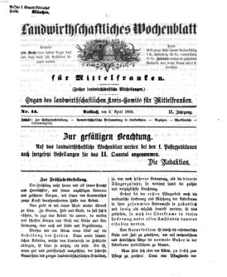 Landwirthschaftliches Wochenblatt für Mittelfranken Mittwoch 8. April 1868