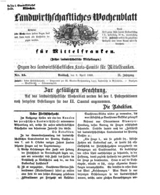 Landwirthschaftliches Wochenblatt für Mittelfranken Donnerstag 9. April 1868