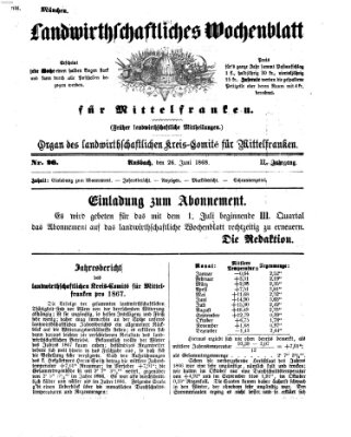 Landwirthschaftliches Wochenblatt für Mittelfranken Freitag 26. Juni 1868