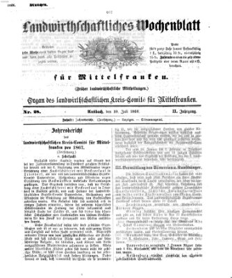 Landwirthschaftliches Wochenblatt für Mittelfranken Freitag 10. Juli 1868