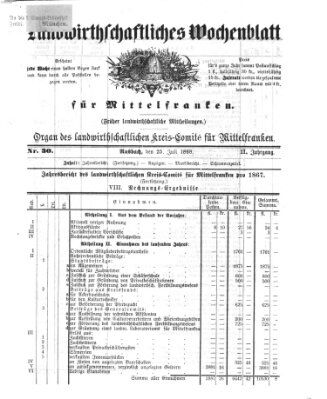 Landwirthschaftliches Wochenblatt für Mittelfranken Samstag 25. Juli 1868