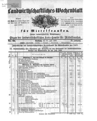 Landwirthschaftliches Wochenblatt für Mittelfranken Freitag 31. Juli 1868