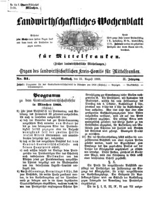 Landwirthschaftliches Wochenblatt für Mittelfranken Freitag 21. August 1868