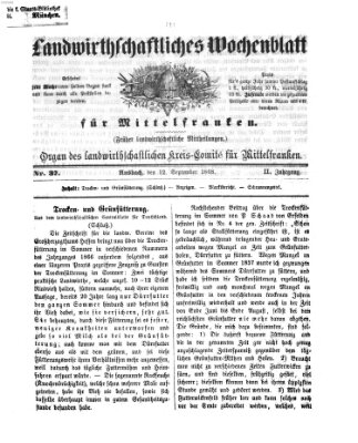 Landwirthschaftliches Wochenblatt für Mittelfranken Samstag 12. September 1868