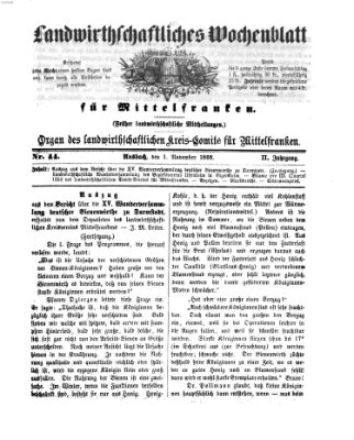 Landwirthschaftliches Wochenblatt für Mittelfranken Sonntag 1. November 1868