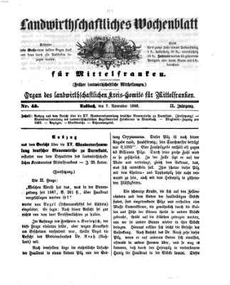 Landwirthschaftliches Wochenblatt für Mittelfranken Samstag 7. November 1868